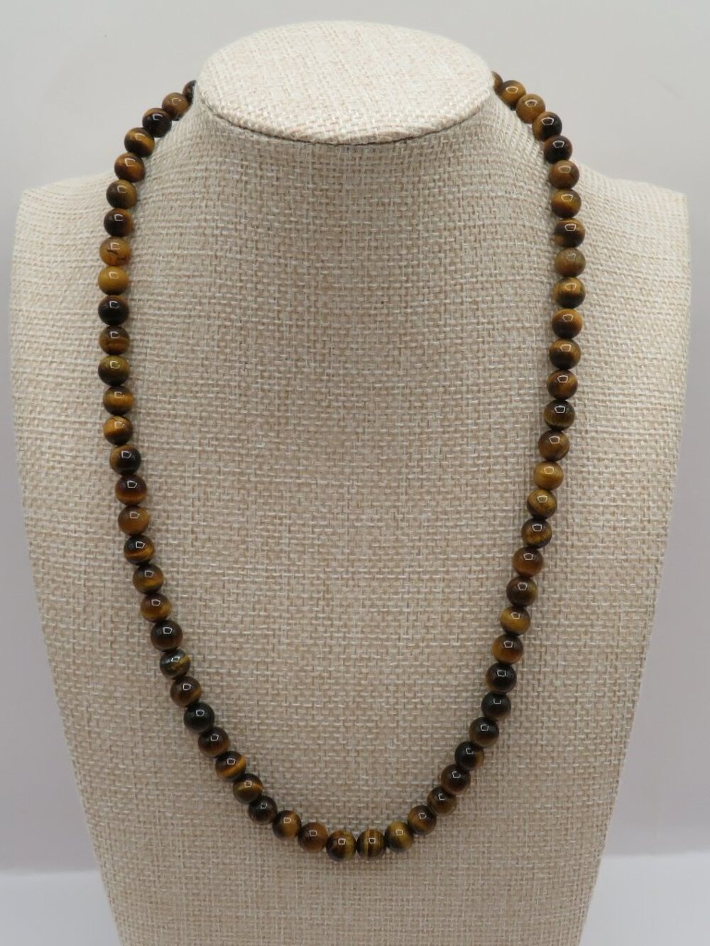 Vintage Tigers Eye Beaded Necklace with 925 Clasp